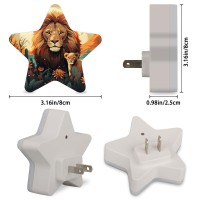 Led Plug In Night Lamp Lion, Star Shaped Nightlight Plug In Wall Lamp Lions Resting Night Lights For Adults Kids Bedroom,Bathroom,Toilet, Stairs, Kitchen,Hallway