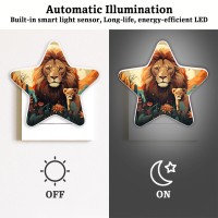 Led Plug In Night Lamp Lion, Star Shaped Nightlight Plug In Wall Lamp Lions Resting Night Lights For Adults Kids Bedroom,Bathroom,Toilet, Stairs, Kitchen,Hallway