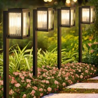 Solar Pathway Lights Outdoor 6 Pack 24 Large Outdoor Solar Lights For Outside Super Bright Solar Powered Outdoor Lights Wat