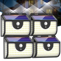 Ornnut Solar Lights Outdoor 4 Pack Ultra Bright 134Led Motion Sensor Outdoor Lights With 270Wide Angle 3 Modes Ip65 Waterpro