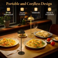 Gold Cordless Table Lamp Rechargeable,Small Battery Operated Lamp,Portable Wireless Led Table Lamp For Home Restaurant Dinner Bar Living Room Bedroom Bedside/Outdoor Patio