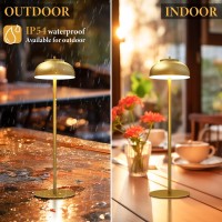 Gold Cordless Table Lamp Rechargeable,Small Battery Operated Lamp,Portable Wireless Led Table Lamp For Home Restaurant Dinner Bar Living Room Bedroom Bedside/Outdoor Patio