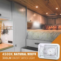 Unifizz Led 5 Pack 12V Led Rv Ceiling Dome Light Rv Interior Lighting For Trailer Camper With Switch Single Dome 300Lm Natural