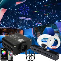 Azimom 16W Twinkle Sound Activate 600Pcs003In131Ft Fiber Optic Starlight Headliner Kitsrgb Meteor Shooting Star App Remo