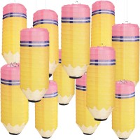 Retisee 12 Pcs Pencil Hanging Paper Lanterns Back To School Classroom Decorations Welcome Back To School Hanging Paper Lanterns