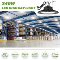 Bft Ufo Led High Bay Light 240W 2Pack Etl Listed 010V Dimmable High Bay Led Shop Lights 36000Lm 5000K High Bay Led Light With U