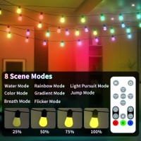 Lampeger Smart Outdoor String Lights, 48 Ft Color Changing String Lights Wifi Patio Lights App Control With 15 Ip65 Waterproof Rgbw Led Bulbs And Controller For Valentine'S Day Party Decoration