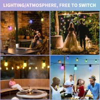 Lampeger Smart Outdoor String Lights, 48 Ft Color Changing String Lights Wifi Patio Lights App Control With 15 Ip65 Waterproof Rgbw Led Bulbs And Controller For Valentine'S Day Party Decoration