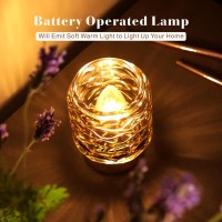 Lineway Battery Operated Lamp With Timer, Cordless Table Lamp Battery Powered Lamp For Home Decor, Decorative Glass Beside Lamp With Led Bulb For Corner Living Room Bedroom Tabletop, Amber