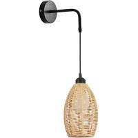 Dxb-Shop Wall Sconces, Handmade Rattan Wall Sconce Lighting Fixture,V-Intage Wall Lantern Exterior Porch Light Wall Mount,Wall Sconces Black Metal Headboard Lamps For Living Room Restaurant Tea Room