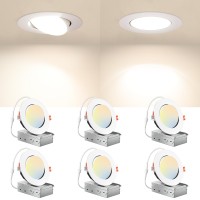 Amico 6 Pack 4 Inch 5Cct Gimbal Led Recessed Lighting Directional Adjustable Ceiling Downlight Angled Dimmable Canless Light W