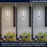 Luxrite Led Outdoor Wall Sconce, 24In Outdoor Wall Light, Black Aluminum, 3Cct 3000K 4000K 5000K, 26W, Etl, Ip65 Waterproof, Modern Exterior Lights For House, Porch, Patio, Front Door, Garage 2 Pack