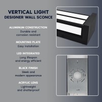 Luxrite Led Outdoor Wall Sconce, 24In Outdoor Wall Light, Black Aluminum, 3Cct 3000K 4000K 5000K, 26W, Etl, Ip65 Waterproof, Modern Exterior Lights For House, Porch, Patio, Front Door, Garage 2 Pack