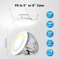 Lvwit Led Recessed Light 6Inch Can Lighting Color Selectable 27003000400050006000K 5Cct 10W120W Equivalent Dimmable Down