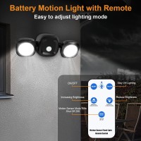 Batteryoperated Motion Sensor Outdoor Light With Remote Control 3 Lighting Modes Led Flood Light 3 Levels Brightness Motion A