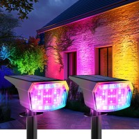 Auderwin Color Changing Solar Spot Lights Outdoor 9 Lighting Modes Colored Solar Lights Outdoor Rgb Color Solar Lights Waterpr