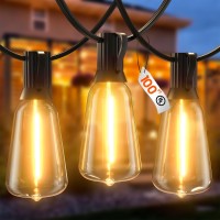 Goodeafun 100Ft Outdoor String Lights Led Patio Lights With 52 Vintage Shatterproof St38 Edison Bulbs Outside Hanging Lights