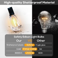 Goodeafun 50Ft Outdoor String Lights Patio Lights With 26 Shatterproof Led Vintage Edison Bulbs Waterproof Outside Hanging Li