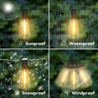 Goodeafun 50Ft Outdoor String Lights Patio Lights With 26 Shatterproof Led Vintage Edison Bulbs Waterproof Outside Hanging Li