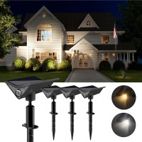 Jackyled Solar Spot Lights Outdoor Waterproof Dual Solar Panels Solar Spotlights 4 Lighting Modes Solar Yard Lights Outdoor Fo