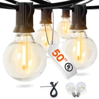 Goodeafun 50Ft Led Outdoor String Lights Patio Lights With 27 2 Spare Shatterproof G40 Vintage Edison Bulbs Outside Hanging