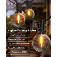 Goodeafun 50Ft Led Outdoor String Lights Patio Lights With 27 2 Spare Shatterproof G40 Vintage Edison Bulbs Outside Hanging