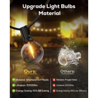 Goodeafun 50Ft Led Outdoor String Lights Patio Lights With 27 2 Spare Shatterproof G40 Vintage Edison Bulbs Outside Hanging