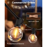 Goodeafun 50Ft Led Outdoor String Lights Patio Lights With 27 2 Spare Shatterproof G40 Vintage Edison Bulbs Outside Hanging