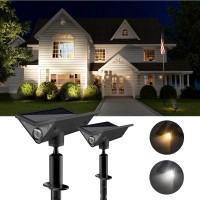 Jackyled Solar Spot Lights Outdoor Dual Solar Panels Outdoor Solar Lights For Yard 2 Pack 3000K6000K Solar Spotlights Outdoor