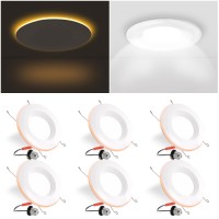 6 Pack 6 Inch Led Recessed Lighting With Night Light Dimmable Can Lights With Baffle Trim 9W85W Warm White 3000K 700Lm Retr