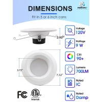 6 Pack 6 Inch Led Recessed Lighting With Night Light Dimmable Can Lights With Baffle Trim 9W85W Warm White 3000K 700Lm Retr