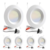 6 Pack 56 Inch 5Cct Led Recessed Light Retrofit 2700K3000K4000K5000K6500K Selectable Downlight Dimmable Can Lights With M