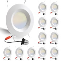 12 Pack 56 Inch 5Cct Led Recessed Light Retrofit 2700K3000K4000K5000K6500K Selectable Downlight Dimmable Can Lights With