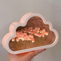 Pomya Diy Tulip Night Light, Tulip Night Light Cloud Mirror Light Decorative Night Lamp, Bedside, Cloud Tulip Mirror Night Light, Simulation Flower Bedroom Sleeping