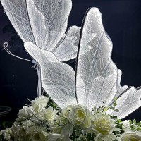 Jjmnkmn 1Pcs Wedding Ceiling Decoration Lamp Luminous Butterfly Light Floor Lamp Luminous Butterfly Hanging Decoration Props (White, Diameter 100Cm/39.4Inch)