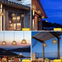 Guanshan Solar Powered Pendant Light Solar Garden Pendant Light Outdoor Solar Ceiling Light Rattan Woven Pendant Light Outdoor Lamp For Balcony, Garden