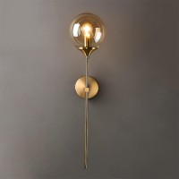 Wall Sconces , Long Arm Decorative Wall Lamp, Led Retro Brass Wall Light Fixtures, Metal Lamp Body, Glass Lampshade, For Powder Room Hallway Bedroom, Warm Light, 3000K, With Bulb, 5W ( Color : Brown ,