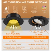 Cloudy Bay Eyeball 5 Color 4 Inch Gimbal Led Recessed Light With Junction Box 95W Cri90 2700K3000K3500K4000K5000K Selectab