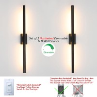 Reddragon Lighting Set Of 2 Hardwired Minimalist Dimmable Black Tube Linear Wall Sconce 24 Inch Mirror Vanity Light For Bathroom