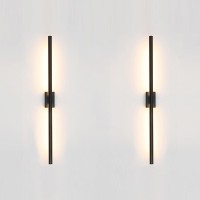 Reddragon Lighting Set Of 2 Hardwired Dimmable Long Black Tube Wall Sconce Linear Vanity Wall Light For Bathroom Bedroom Living