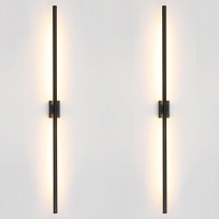 Reddragon Lighting Set Of 2 Minimalist Long Tube Linear Led Wall Sconce Hardwired 48 Inch Slim Rod Vanity Wall Light For Living