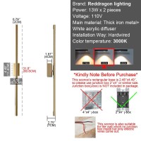 Reddragon Lighting Set Of 2 Hardwired 32 Inch Long Bronze Gold Wall Sconce Indoor Waterproof Linear Mirror Vanity Wall Light For