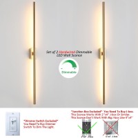 Reddragon Lighting Set Of 2 Modern Linear Led Wall Light Hardwired Dimmable 48 Inch Slim Tube Waterproof Vanity Wall Sconce For