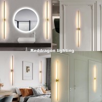 Reddragon Lighting Set Of 2 Modern Linear Led Wall Light Hardwired Dimmable 48 Inch Slim Tube Waterproof Vanity Wall Sconce For