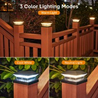 Letmy Solar Post Cap Lights Outdoor 2 Pack 40 Leds 30 Lumens Fence Post Solar Lights Outdoor With 3 Modes Waterproof Solar Pow