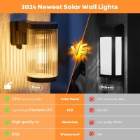 Eleclink Solar Wall Lights Outdoor 2 Pack Upgraded Outdoor Wall Lights Fixture Auto Onoff Bright Solar Fence Porch Lights Ip