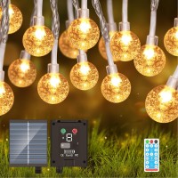 Goodeafun Solar String Lights 56Ft 100Led Outdoor Solar Lights With Remote Control Ip65 Waterproof Solar Crystal Globe Patio