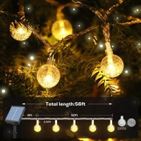 Goodeafun Solar String Lights 56Ft 100Led Outdoor Solar Lights With Remote Control Ip65 Waterproof Solar Crystal Globe Patio