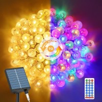 Goodeafun 100Led Solar String Lights Outdoor 56Ft Color Changing Crystal Globe Solar Lights Ip65 Waterproof Solar Patio Ligh