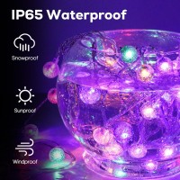 Goodeafun 100Led Solar String Lights Outdoor 56Ft Color Changing Crystal Globe Solar Lights Ip65 Waterproof Solar Patio Ligh